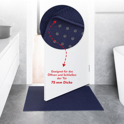 Hammetex 100% cotton non-slip bath mat, 43x61 cm bath rug for bathroom toilet, absorbent quick-drying washable bath floor mats, navy blue