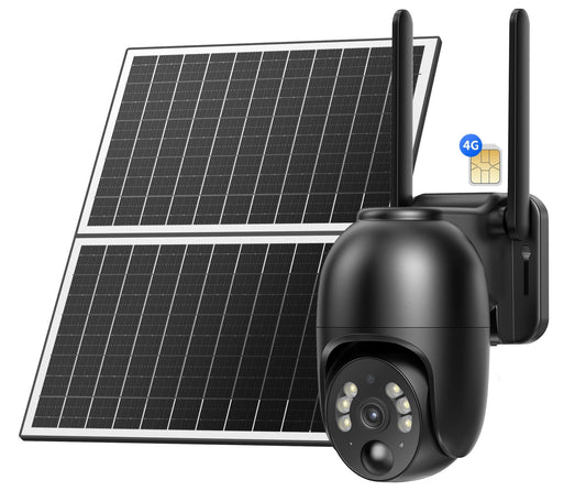 NUASI 4G LTE surveillance camera with SIM card Outdoor 18W Solar Panel, Wireless Solar PTZ surveillance camera Without WiFi Outdoor with PIR motion sensor, 2K color night vision, 355°/105°, 2-way audio, IP66