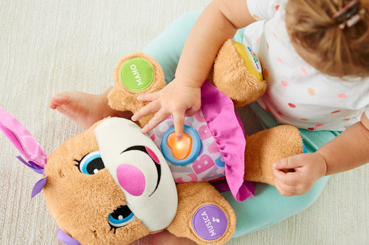 Fisher-Price Laugh & Learn Smart Stages Puppy| Talking, Singing Stuffed Animal| Baby Toy 6 Months+| Interactive Toy Dog| Educational Toy Baby Gift Girls & Boys, Version: Italian, FPP54
