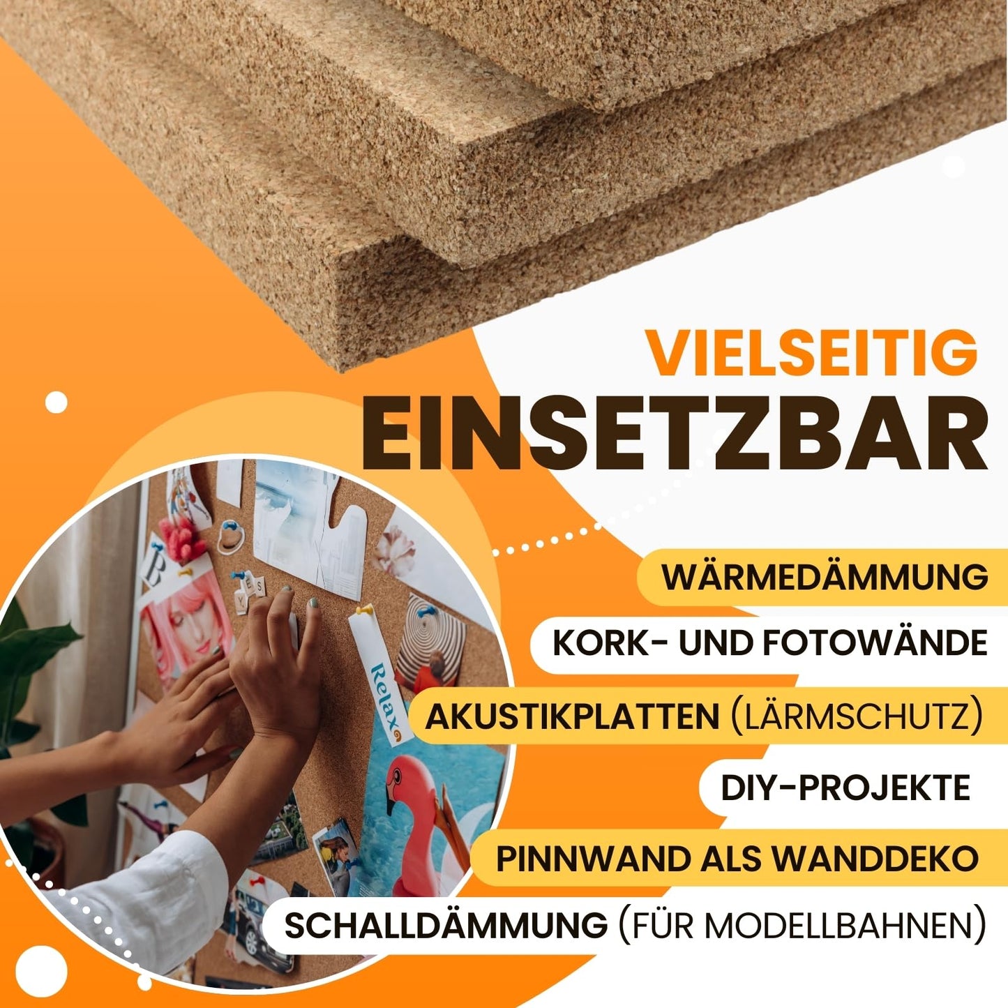 Cork board 100x50cm 30mm thick I Natural cork board for pin board, wall decoration or soundproofing I Environmentally friendly DIY project material for crafting & model making.