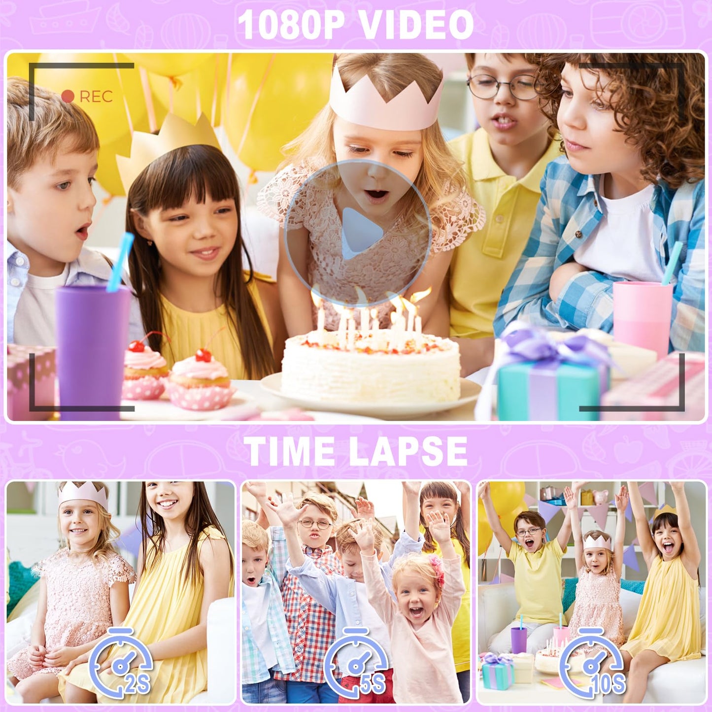 ARNSIEN Children's Camera Toy for 3-12 Year Old Girls/Boys,Christmas Birthday Party Gift for Kids Camera,Video Selfie Digital Camera with 32GB TF Card,X101H
