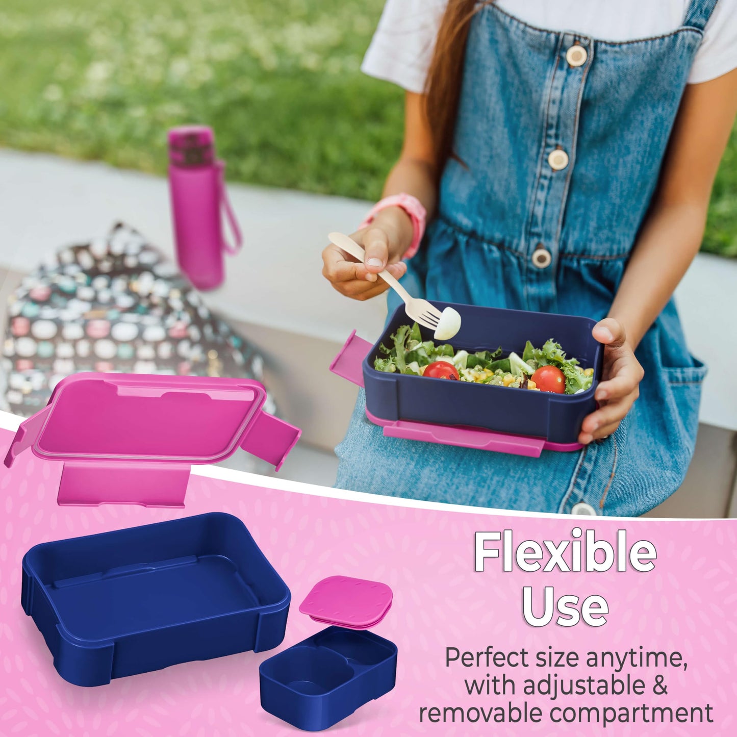 My Vesperbox - Mini Lite - Bento Box for Kids - Lunchbox - extremely durable - ideal for kindergarten and school (Pink-Purple)