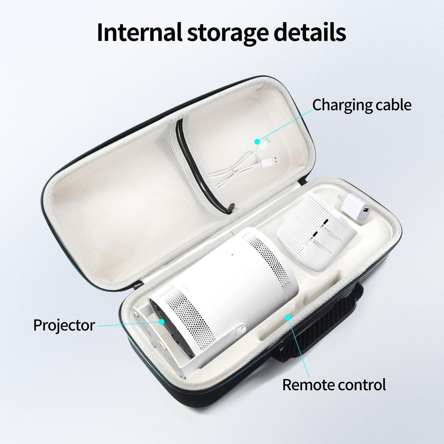 Protective case for Samsung The Freestyle projector, EVA hard shell, travel carrying case, storage bag for Samsung The Freestyle portable projector, Black.