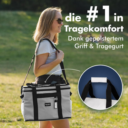 Five Dots Cooler Bag large 30l +24h cooling for shopping perfect for car & work - Insulated Cooler Bag Thermos Bag Lunch Bag & Picnic Bag - Large Cooler Bag - Men's Lunch Bag - Lunch Bag
