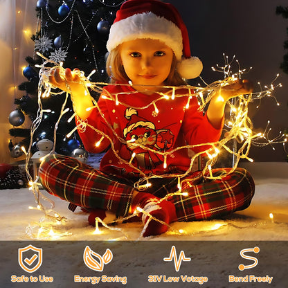 Elegear 10M 400 LED Icicle String Lights Outdoor, Expandable Curtain Lights with Timer IP44 Warm White Icicle Window Lights 8 Modes Christmas Lights for Christmas Decoration Eaves Garden Balcony