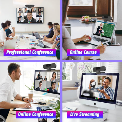 VIZOLINK W8GS Webcam 4K, PC camera with microphone, noise cancellation, autofocus, 85° field of view, privacy cover, plug&play, light correction, for Mac OS/Windows/Linux/Chrome/Switch 2, ideal for meetings and streaming.