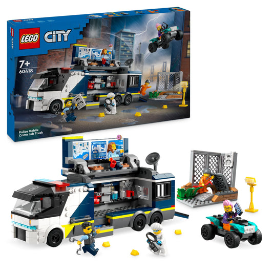 LEGO City Police Truck with Lab, Police Set with Quad and Truck Toy for Kids & City Burger Truck, Building Set with Toy Car for 5-year-old Children.