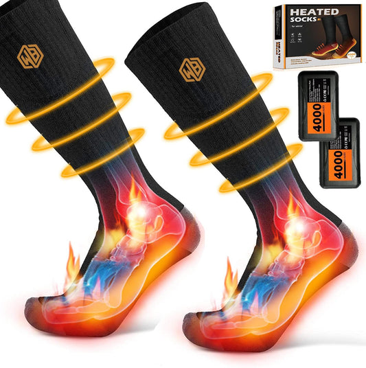 WISSBLUE Heated Socks, Heated Socks, 4000 mAh Rechargeable Warm Socks for Sports Outdoor Camping Hiking. Warm Winter Socks for Men and Women.