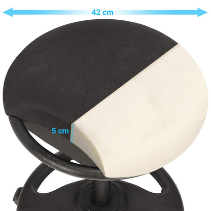 SONGMICS Dynamic Work Stool, ergonomic swivel chair with wheels, extra wide seat, 10° tilt, height adjustable, thick padding, black OSC06BK.