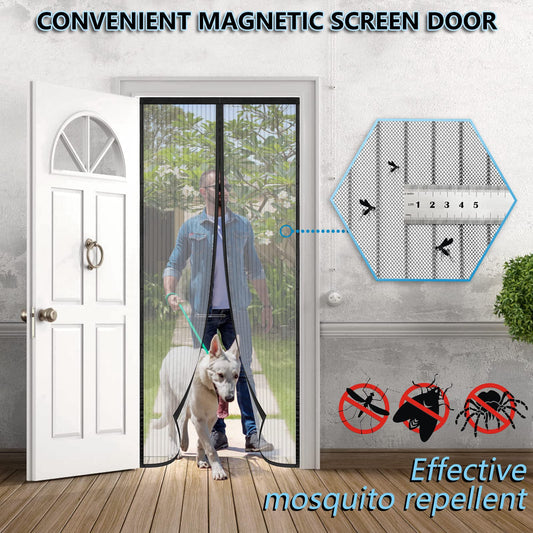Mesh Screen Door 160x210, SHA2WEN Black Screen Door, Enjoy the summer with your family.