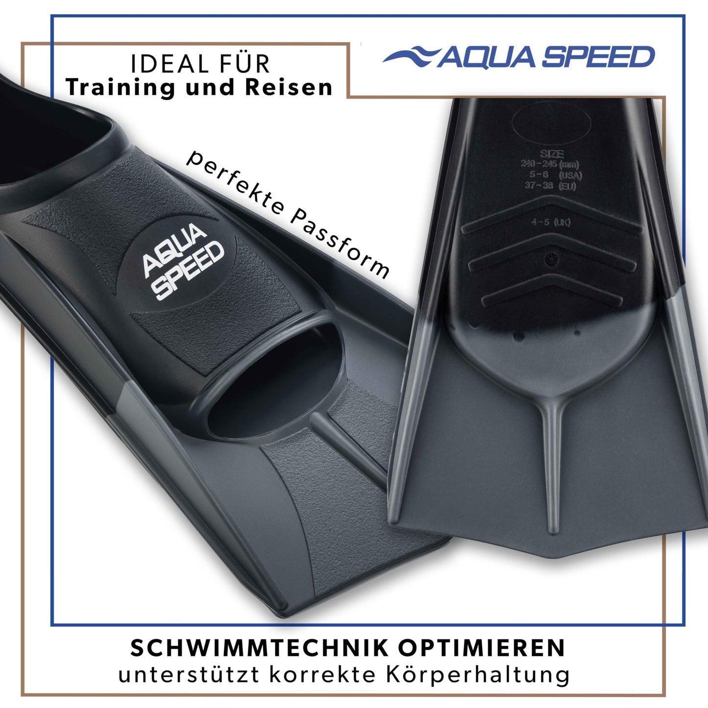 Aqua Speed training fins + Ultrapower backpack | Swim fins | Short fins | Color: silver/26 Size: 31/32