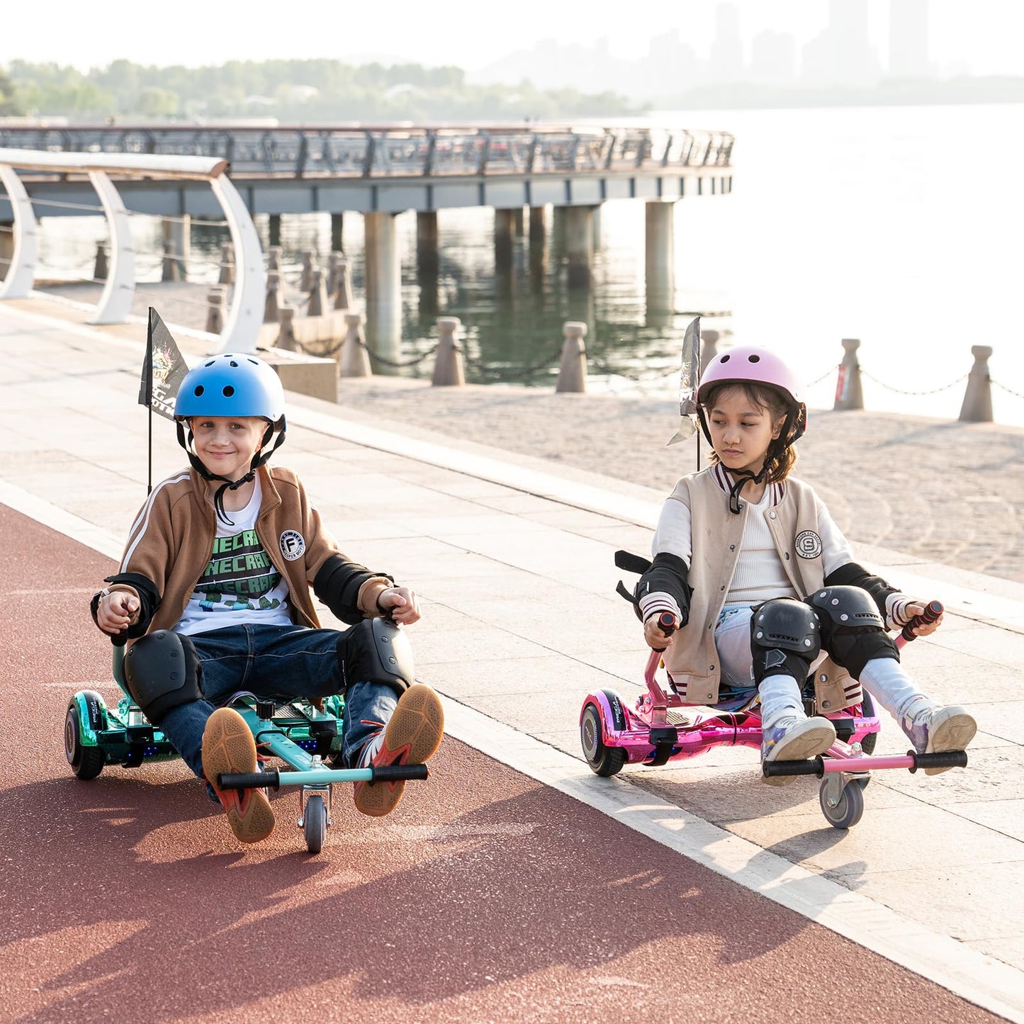 MEGA MOTION hoverboards with hoverkart for kids, 6.5 inch hoverboards with Bluetooth speaker, LED lights, gift for kids and teens.