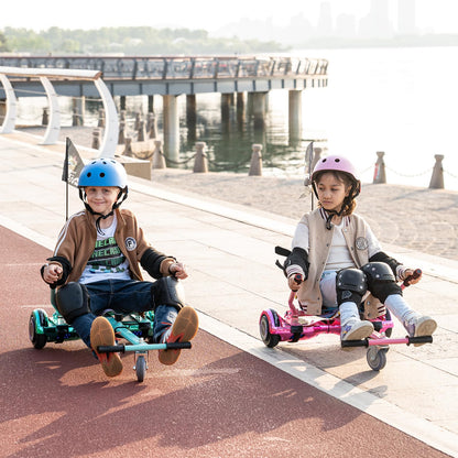 MEGA MOTION hoverboards with hoverkart for kids, 6.5 inch hoverboards with Bluetooth speaker, LED lights, gift for kids and teens.