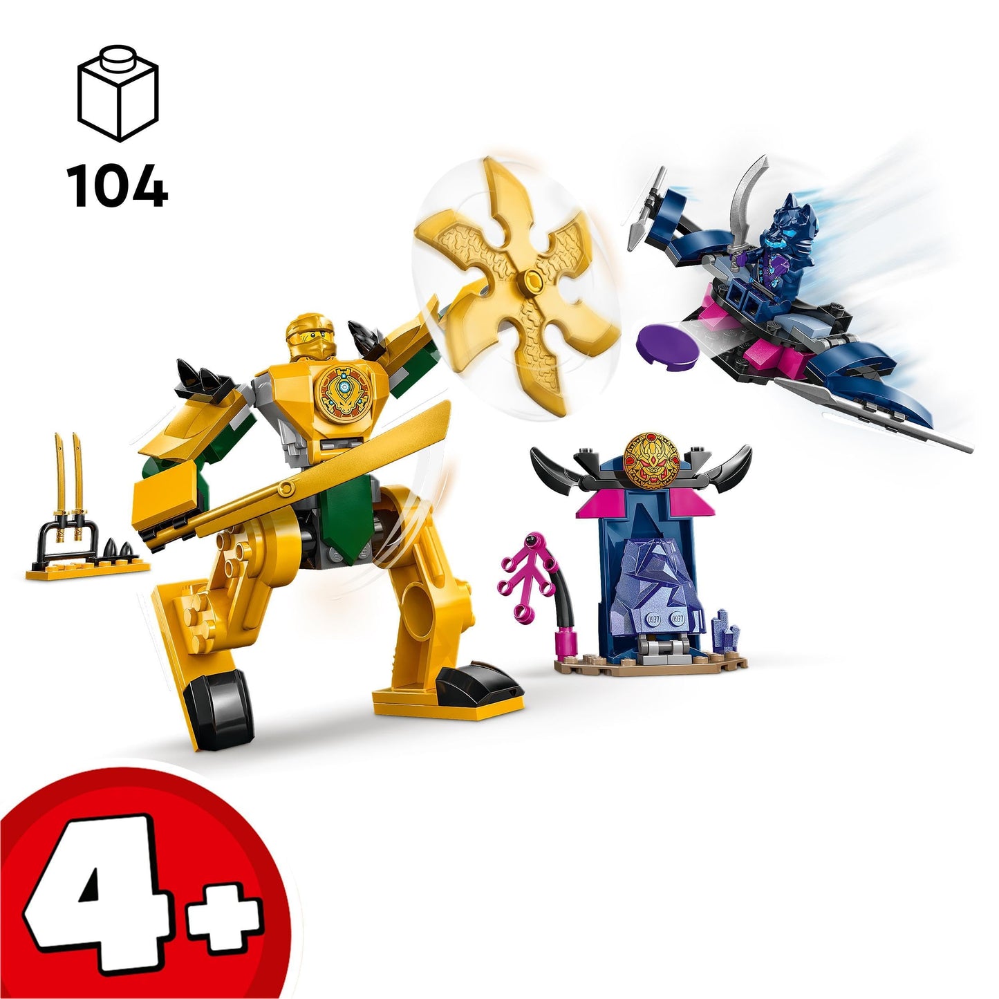 LEGO NINJAGO Arin's Battle Mech, Ninja toy & NINJAGO Lloyd's Ninja Motorcycle, beginner toy with 2 minifigures: Lloyd and Skeleton Guard, educational toy for kids ages 4+ 71788