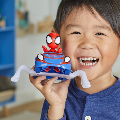 Spidey and his Amazing Friends Marvel Spidey Web-Flitzer Set, Spidey action figure with vehicle and accessory, toy, red