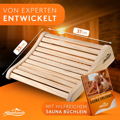 ALPENHAUCH Sauna Headrest Wood [100% natural wood] - Ergonomic wooden sauna headrest - Elegant sauna accessory for infrared cabin - Comfortable & wide wooden headrest for sauna & infrared cabin.