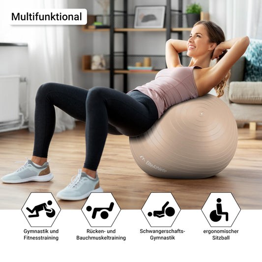 EliteAthlete Gymnastics Ball Chair for Office, Ergonomic with Anti-Burst System - Fitness Pilates Pregnancy - Pregnancy Ball Fitness Ball Yoga Ball - 75cm Yoga Ball including Air Pump.