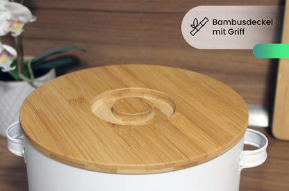 orbiteco 3-piece storage container set with high-quality bamboo lids - potato pot, onion pot, and garlic pot for stylish garlic, onion, and potato storage - long-lasting durability