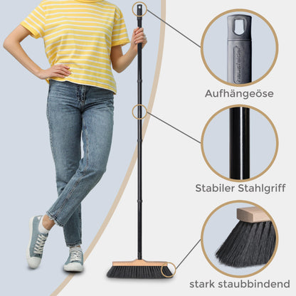 Household room broom with handle 30 cm + 40 cm parlor broom fine and soft, 2 x small dustpans (30cm + 40cm broom + dustpan)