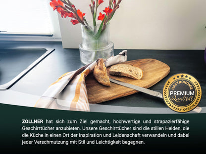 ZOLLNER 4-piece set of cotton kitchen towels in 50x70 cm - absorbent and durable - machine washable up to 60°C - brown checkered design - gastronomy quality - Oeko Tex® certified.