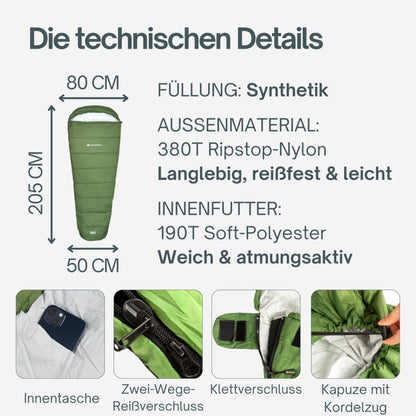 Trinordic 780g Ultralight Summer Sleeping Bag - with Anti-Snag Zipper - Compact sleeping bag for outdoor activities, great for camping, hiking, trekking, and bikepacking.