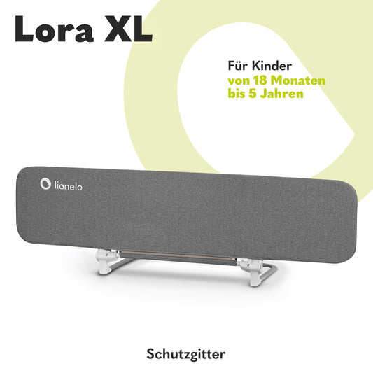 Lionelo Lora XL Portable Bed Guard for kids, tilt adjustment up to 180°, foldable bed rail, 45 cm - 150 cm, StandSafe lock, protection against falling out