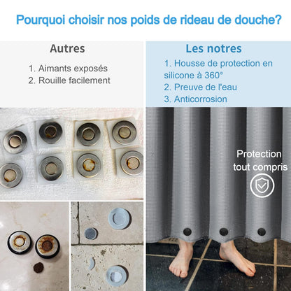 VANZAVANZU Shower Curtain Weights, Rustproof, Shower Curtain Magnets with Silicone Coating to Prevent Blowing Away by the Wind.