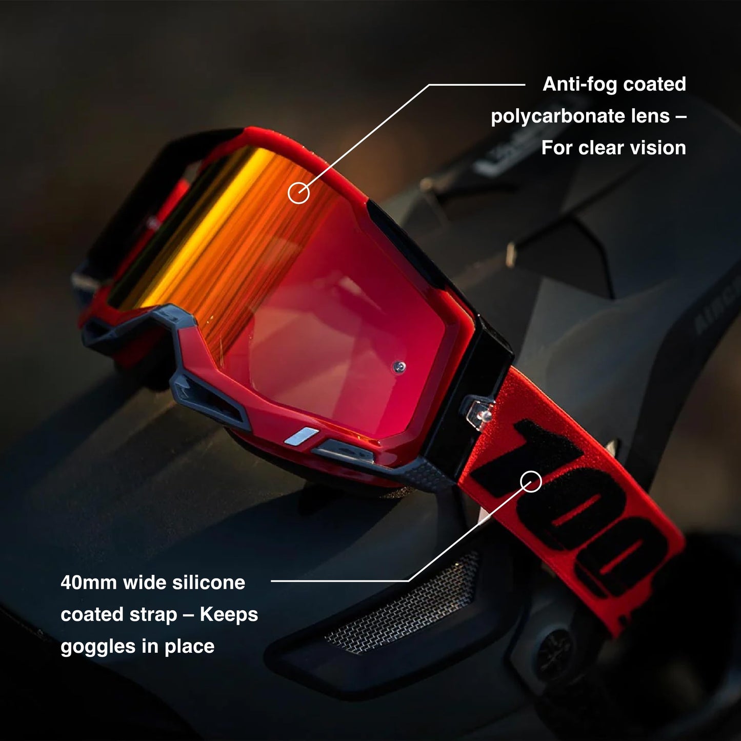 100% STRATA 2 Black Goggle - Silver Mirrored Lens