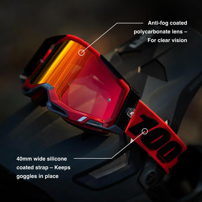 100% STRATA 2 Black Goggle - Silver Mirrored Lens