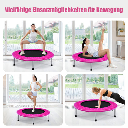 COSTWAY Φ97cm Mini Trampoline, foldable fitness trampoline, children's trampoline up to 150kg, garden trampoline indoor for kids and adults (Pink)
