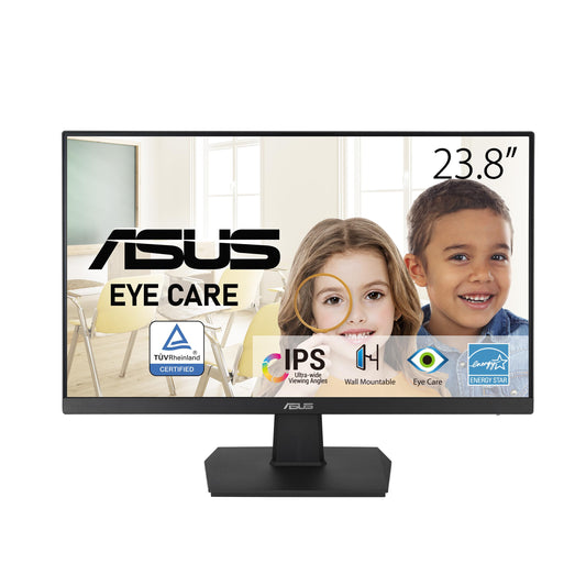 ASUS Eye Care VA24EHE - 24 inch Full HD Monitor - Frameless, Flicker-Free, Blue Light Filter, FreeSync - 75 Hz, 16:9 IPS Panel, 1920x1080 - DVI, HDMI, D-Sub