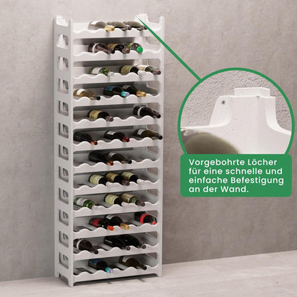 ARTECSIS stackable wine rack made of plastic for 72 bottles, sturdy bottle rack in restaurant quality, modular expandable, granite grey.