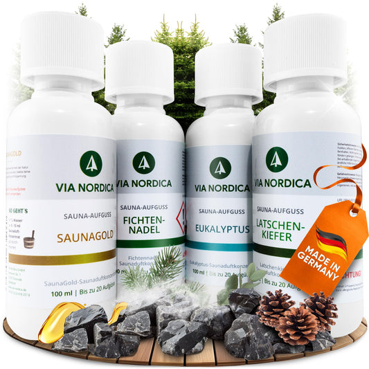VIA NORDICA Sauna infusion set [BreathEasy complex formula] Sauna scents & essential oils - Great sauna infusion trial set, sauna oil sauna scent sauna accessories wellness infusion scent oil - Set Bio Breathe Freely