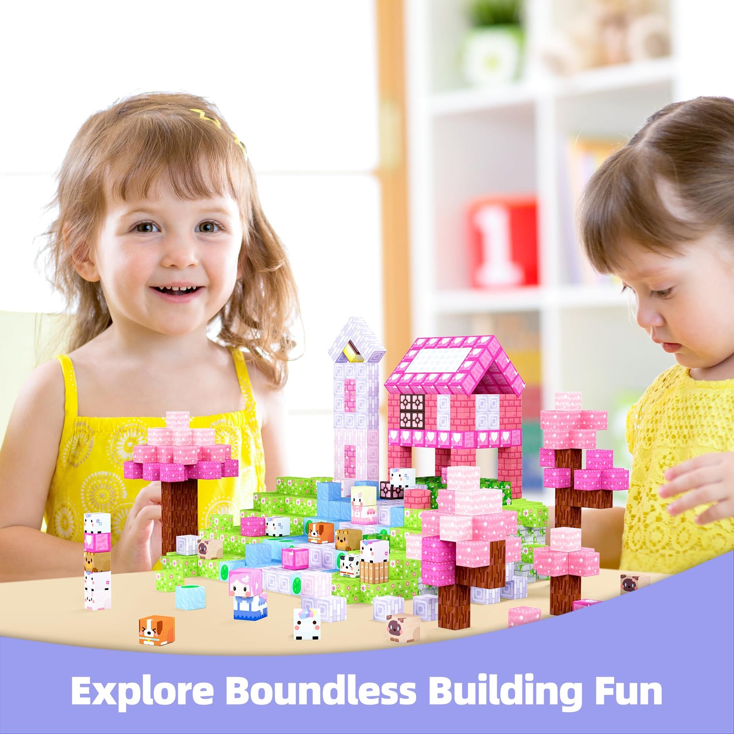 GobiDex Magnetic Building Blocks 100 Pieces - Unicorn Magnetic Tiles, Beautiful Magnetic Toy & Construction Set for Girls, Princess Gifts for Kids aged 3-4, 5-6, 7-8, 9-10 years