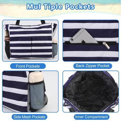 TAHAVICE zipper beach bag for women, large beach bag xxl for family, waterproof ladies' beach bag, beach bag tote for beach trips pool gym.