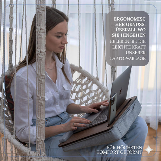 Vigo Wood Laptop Cushion, Portable Laptop Table with Cushion, Soft Cushion Bed Sofa Table for Home and Office, Portable, Lightweight, Soft Wrist Rest, Suitable for Laptops, Tablets.