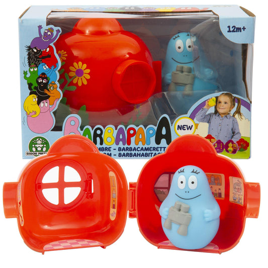 Precious Games Barbapapa BAP42400 Barpapapa Beard House with flower painting, door and window that open outside, decorated inside with stickers, red