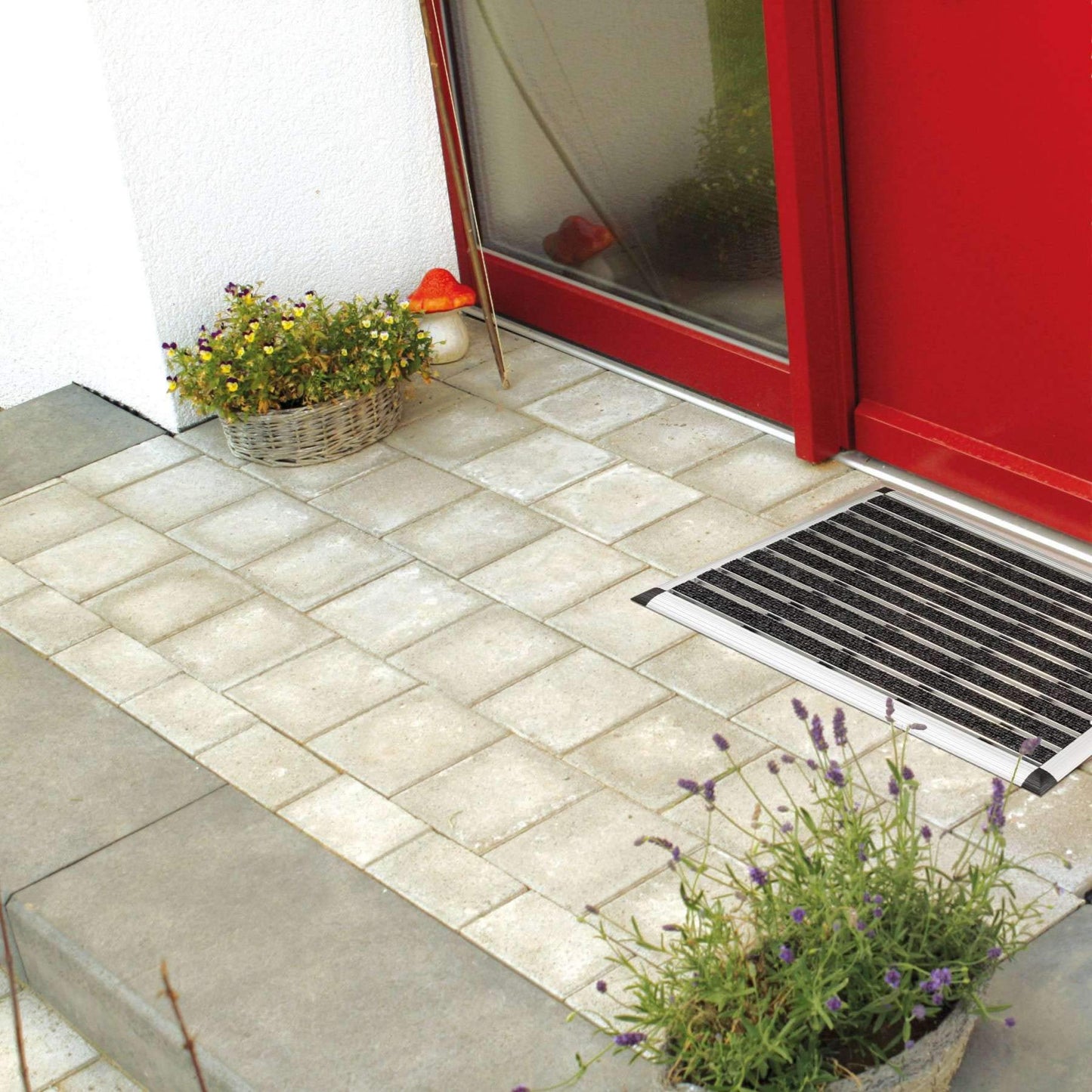 Astra high-quality dirt-trapping mat - outdoor doormat - scraper mat with ramp edges - 100% aluminum frame - 45 x 75 cm - grey