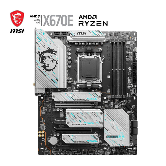 MSI X670E Gaming Plus WiFi Motherboard, ATX - Supports AMD Ryzen 7000 processors, AM5-14 Duet Rail 80A SPS, DDR5 7800 MHz/OC, PCIe 5.0 x16, M.2 Gen5, 2.5G LAN, Wi-Fi 6E