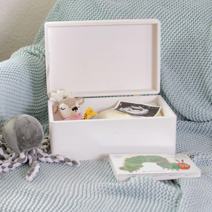 LAUBLUST Wooden Box with Lid - 30x20x14cm, White, FSC - Storage Box | Memory Box | Crafting & Gift Box
