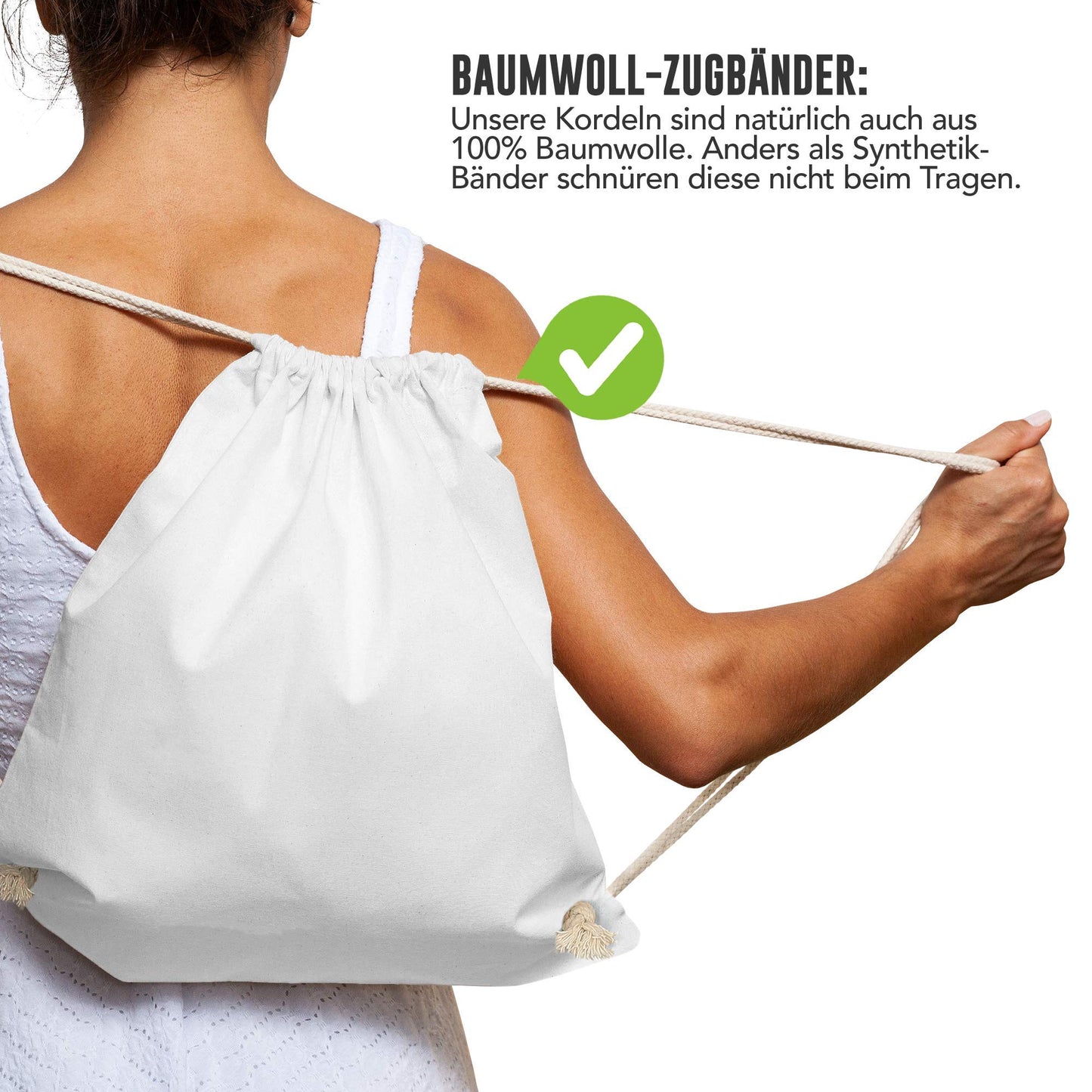 Cotton bags 10 pieces 38x42cm sports bag - backpack fabric bag gym bag, bag, jute bag OEKO-TEX® certified fabric shopping bag gym sac sack for painting white