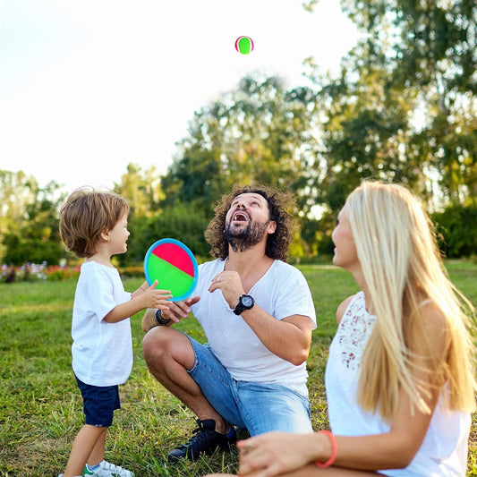 Jovico's Velcro Ball Toss Game, outdoor toy for kids, ages 3 4 5. Summer outdoor game with 4 discs and 4 balls.
