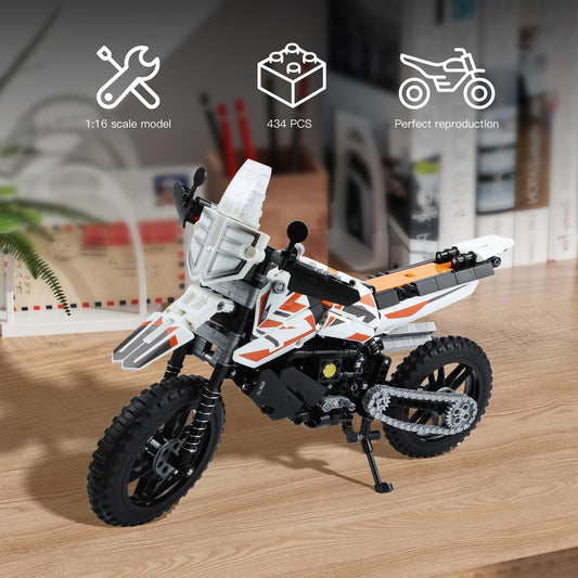 CASAFUNY Motorcycle Compatible with Lego Technic, 1:8 City Car Toy 434-piece model with Rotating Wheels Sticker, Birthday Gift for Boys and Girls aged 8 9 10 11 12 years old, White