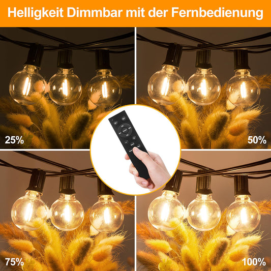 30M LED string lights outdoor power supply: Outdoor string lights weatherproof dimmable warm white retro lights for outdoor and indoor decoration for Halloween wedding party pavilion balcony