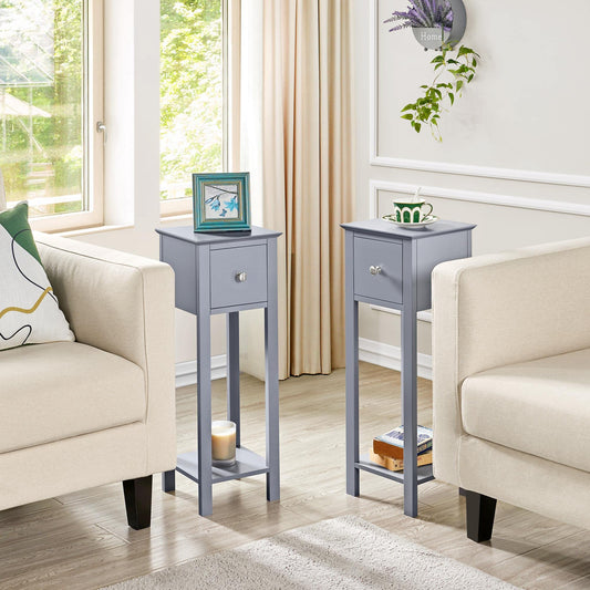 Yaheetech 2-Pack Nightstand Bedside Table with 1 Drawer & Shelf Simple End Table Storage Side Table for Living Room/Bedroom, Gray