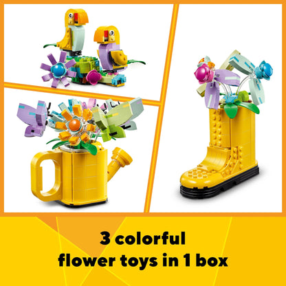 LEGO Creator 3in1 Watering Can with Flowers Set, Kids' Room Decor & Creator 3in1 Retro Camera Toy with 3 Models for Girls and Boys