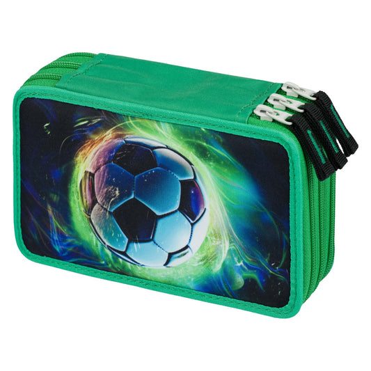 Baagl 3 Compartment Pencil Case for Boys Girls, School Pouch for Stationery, School Supplies Pencil Bag, Boys Pencil Case, Pouch for School (Football Ball)