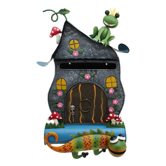 Mailbox Postbox Metal painted, Wall-mounted mailbox with newspaper holder A4, (storybook house)