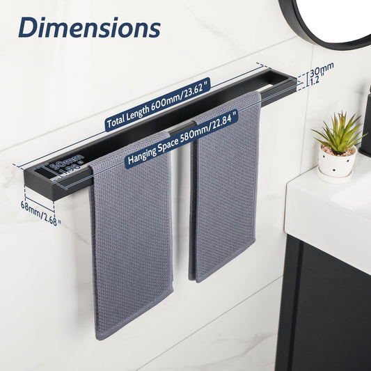 SAYAYO towel holder black 60CM towel holder bathroom towel rack guest towel holder wall mounted stainless steel bath towel holder for bathroom and kitchen.