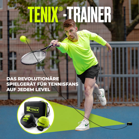 TENIX® Tennis Trainer Set [with Power-Grip System] Tennis training device for kids & adults | Play tennis alone in the yard, park, or tennis court | Get your self-trainer now!